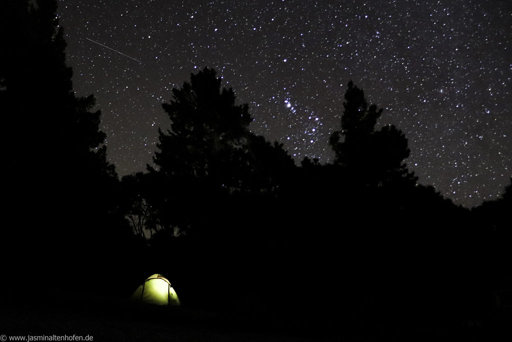 night sky with shooting star